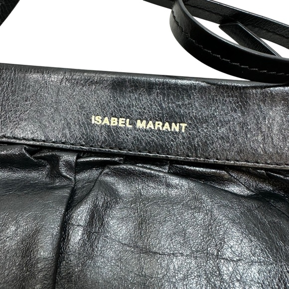 ISABEL MARANT Luzes Mini Gathered Soft Leather Shoulder Bag Black - Picture 4 of 12